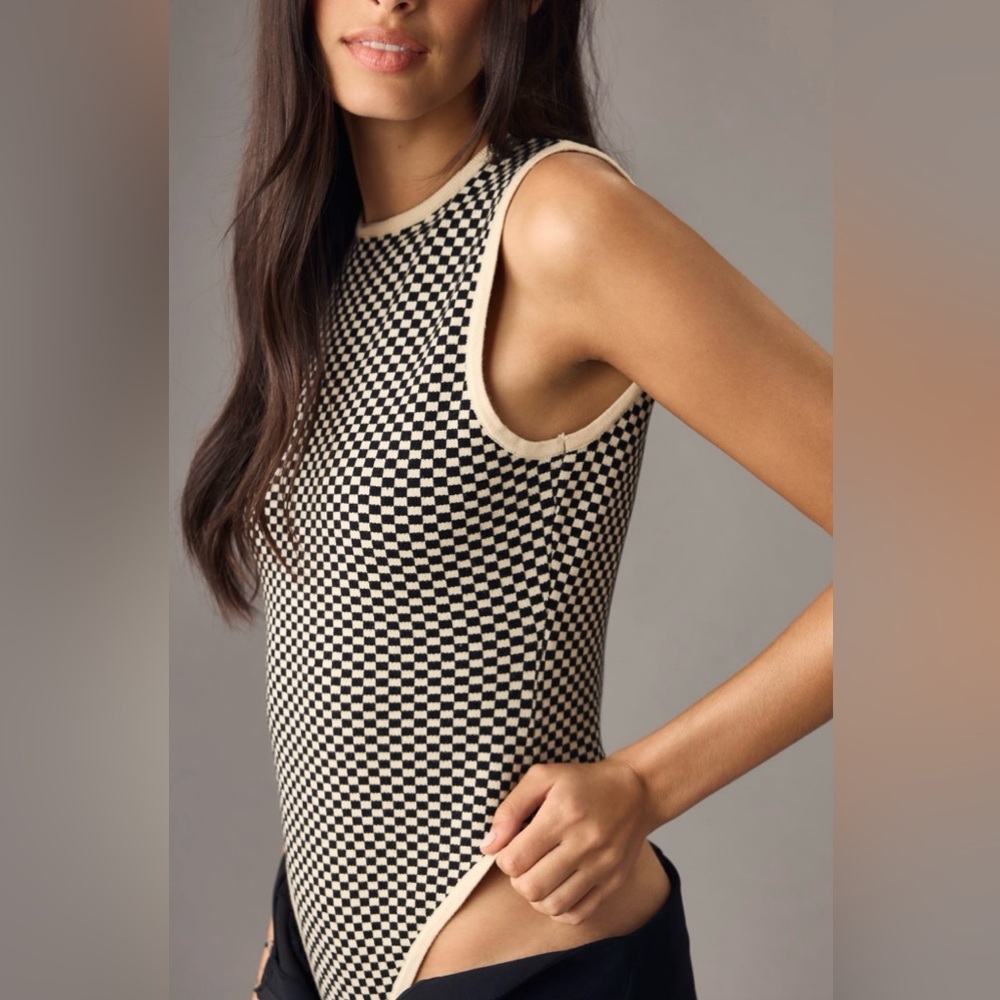 Anthropologie 4th & Reckless Checker Sweater Bodysuit - Small - NWOT